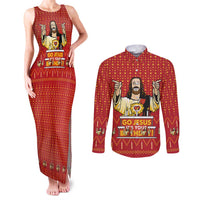 Jesus Birthday Christmas Couples Matching Tank Maxi Dress and Long Sleeve Button Shirt Funny Xmas Holiday Patterns - Wonder Print Shop