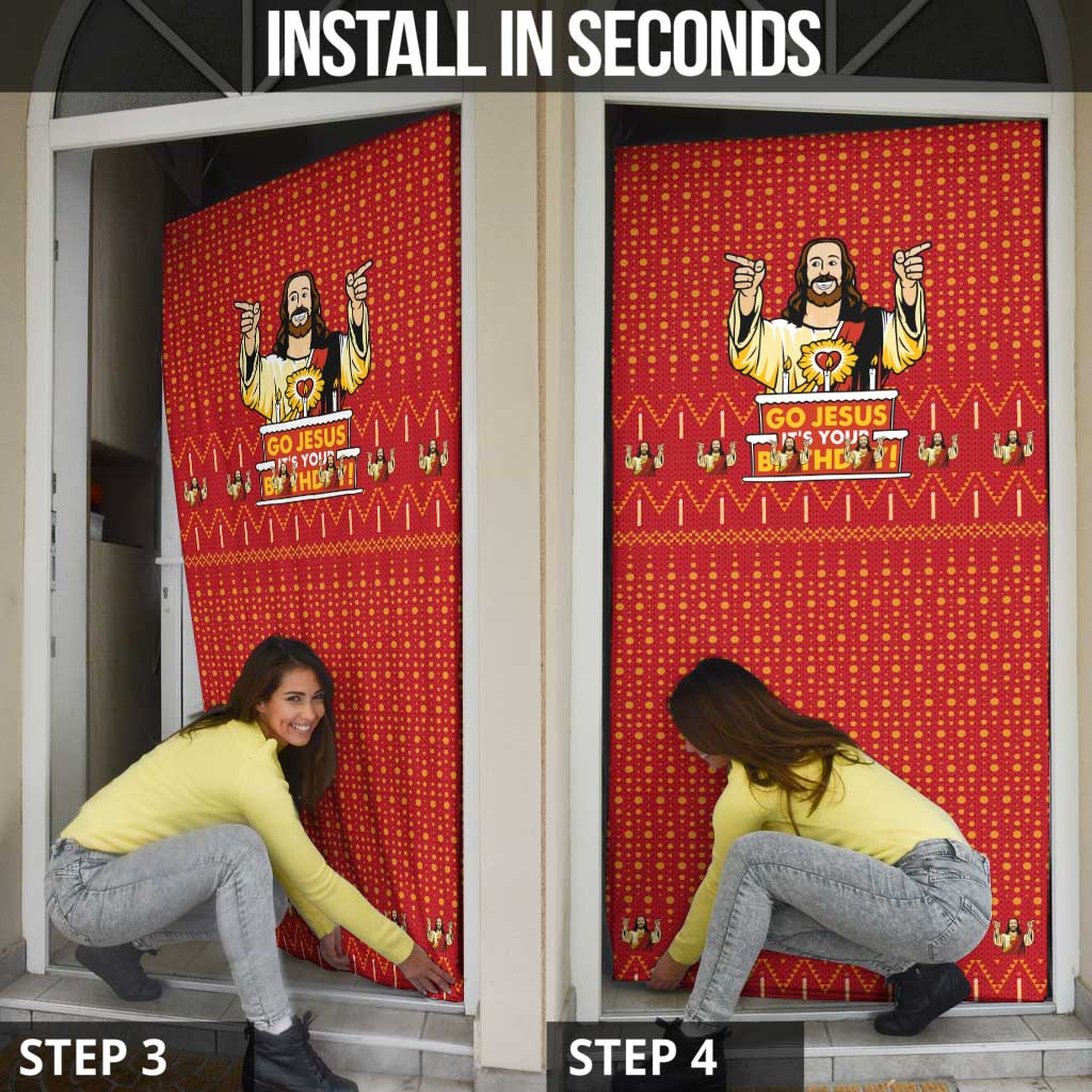 Jesus Birthday Christmas Door Cover Funny Xmas Holiday Patterns - Wonder Print Shop