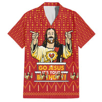 Jesus Birthday Christmas Family Matching Off The Shoulder Long Sleeve Dress and Hawaiian Shirt Funny Xmas Holiday Patterns - Wonder Print Shop