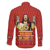 Jesus Birthday Christmas Family Matching Off Shoulder Maxi Dress and Hawaiian Shirt Funny Xmas Holiday Patterns - Wonder Print Shop