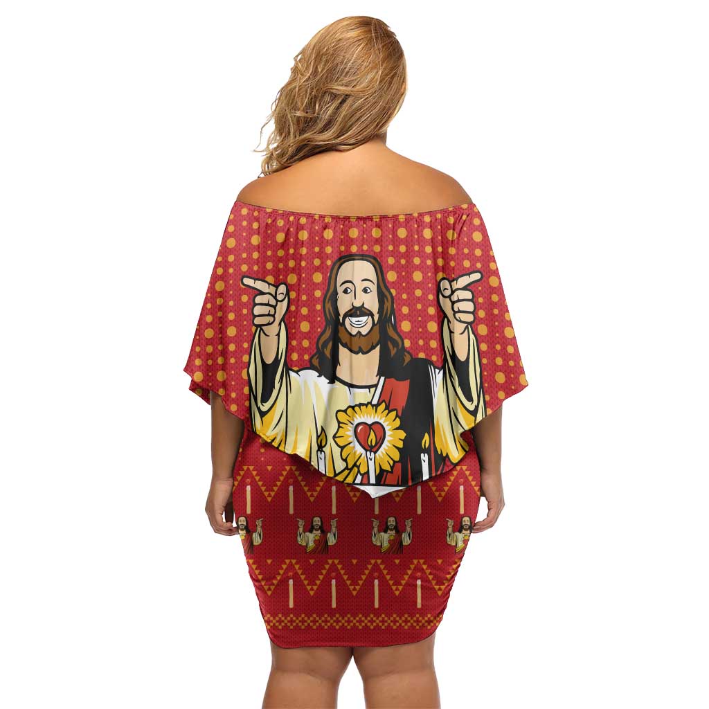 Jesus Birthday Christmas Family Matching Off Shoulder Short Dress and Hawaiian Shirt Funny Xmas Holiday Patterns - Wonder Print Shop