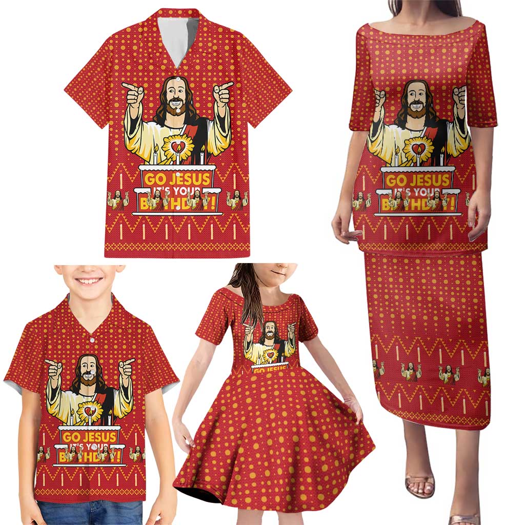 Jesus Birthday Christmas Family Matching Puletasi and Hawaiian Shirt Funny Xmas Holiday Patterns - Wonder Print Shop