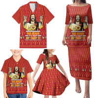 Jesus Birthday Christmas Family Matching Puletasi and Hawaiian Shirt Funny Xmas Holiday Patterns - Wonder Print Shop