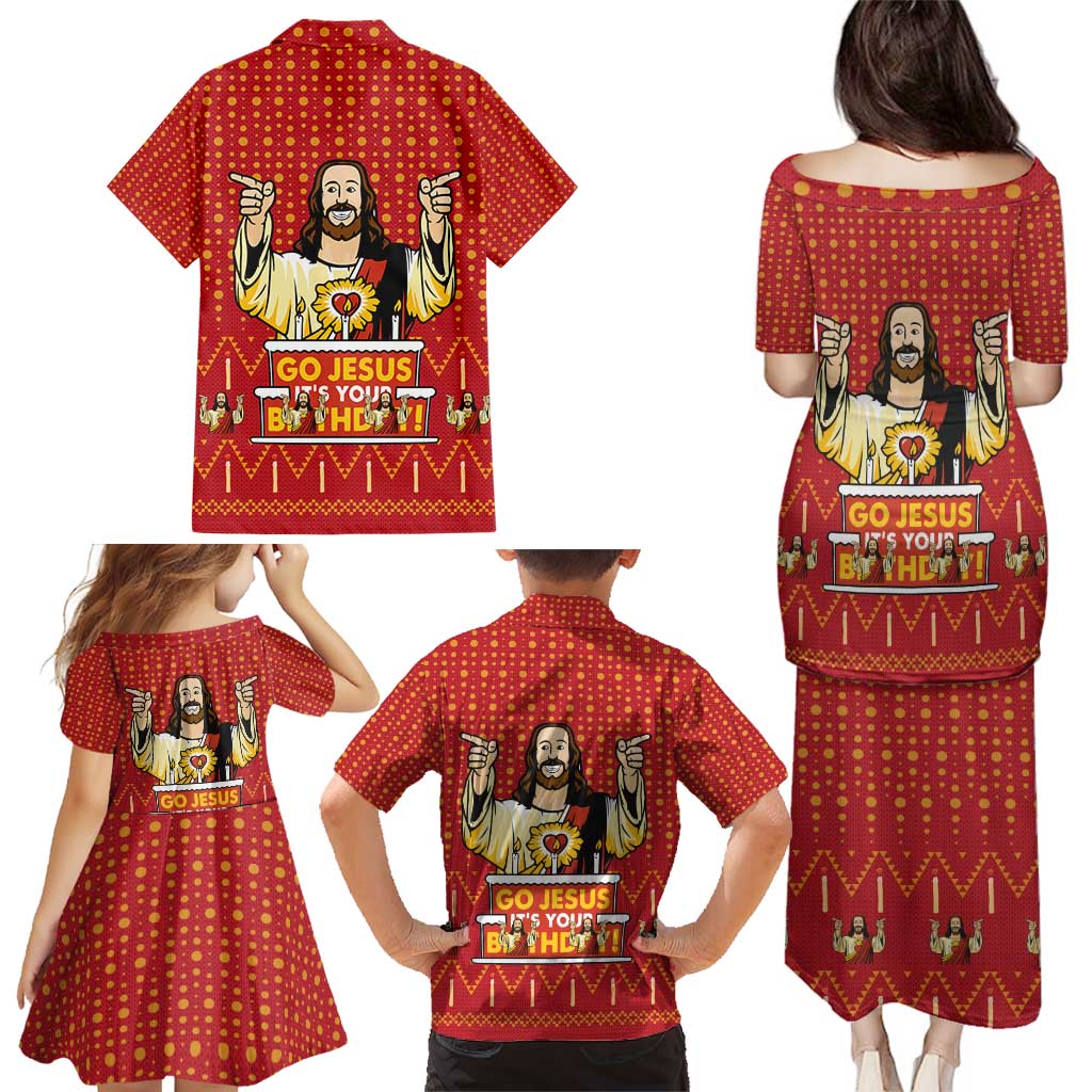 Jesus Birthday Christmas Family Matching Puletasi and Hawaiian Shirt Funny Xmas Holiday Patterns - Wonder Print Shop
