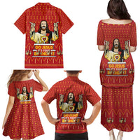 Jesus Birthday Christmas Family Matching Puletasi and Hawaiian Shirt Funny Xmas Holiday Patterns - Wonder Print Shop