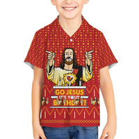 Jesus Birthday Christmas Family Matching Short Sleeve Bodycon Dress and Hawaiian Shirt Funny Xmas Holiday Patterns - Wonder Print Shop