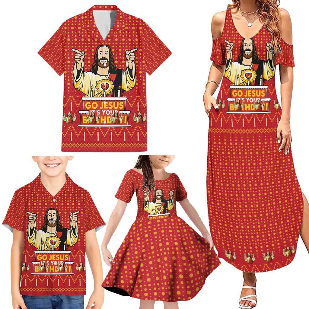 Jesus Birthday Christmas Family Matching Summer Maxi Dress and Hawaiian Shirt Funny Xmas Holiday Patterns - Wonder Print Shop