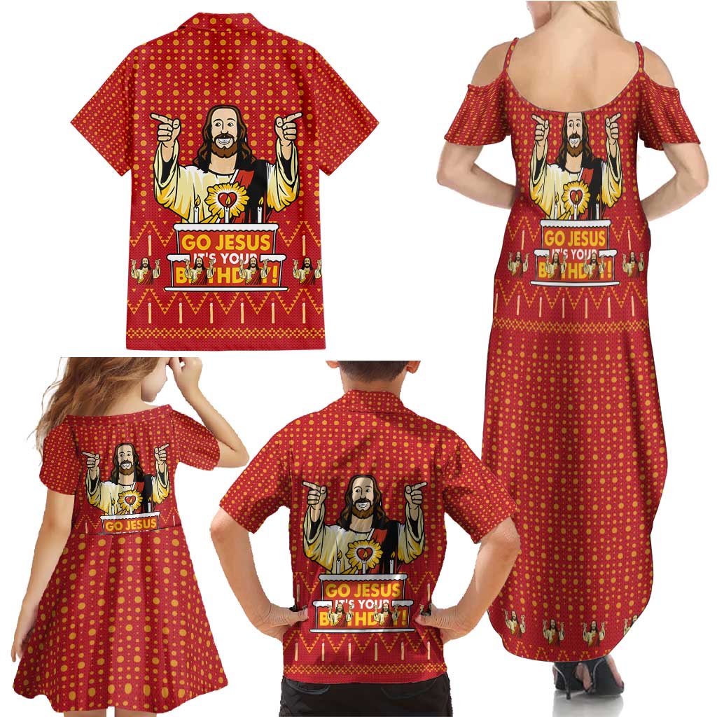 Jesus Birthday Christmas Family Matching Summer Maxi Dress and Hawaiian Shirt Funny Xmas Holiday Patterns - Wonder Print Shop