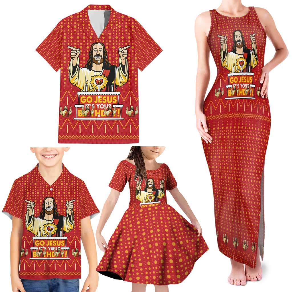 Jesus Birthday Christmas Family Matching Tank Maxi Dress and Hawaiian Shirt Funny Xmas Holiday Patterns - Wonder Print Shop