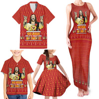 Jesus Birthday Christmas Family Matching Tank Maxi Dress and Hawaiian Shirt Funny Xmas Holiday Patterns - Wonder Print Shop