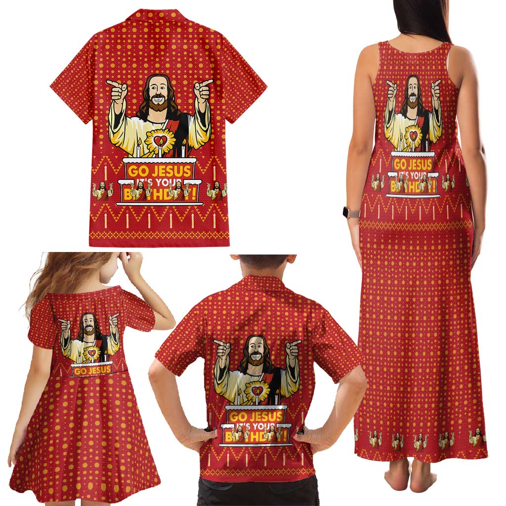 Jesus Birthday Christmas Family Matching Tank Maxi Dress and Hawaiian Shirt Funny Xmas Holiday Patterns - Wonder Print Shop