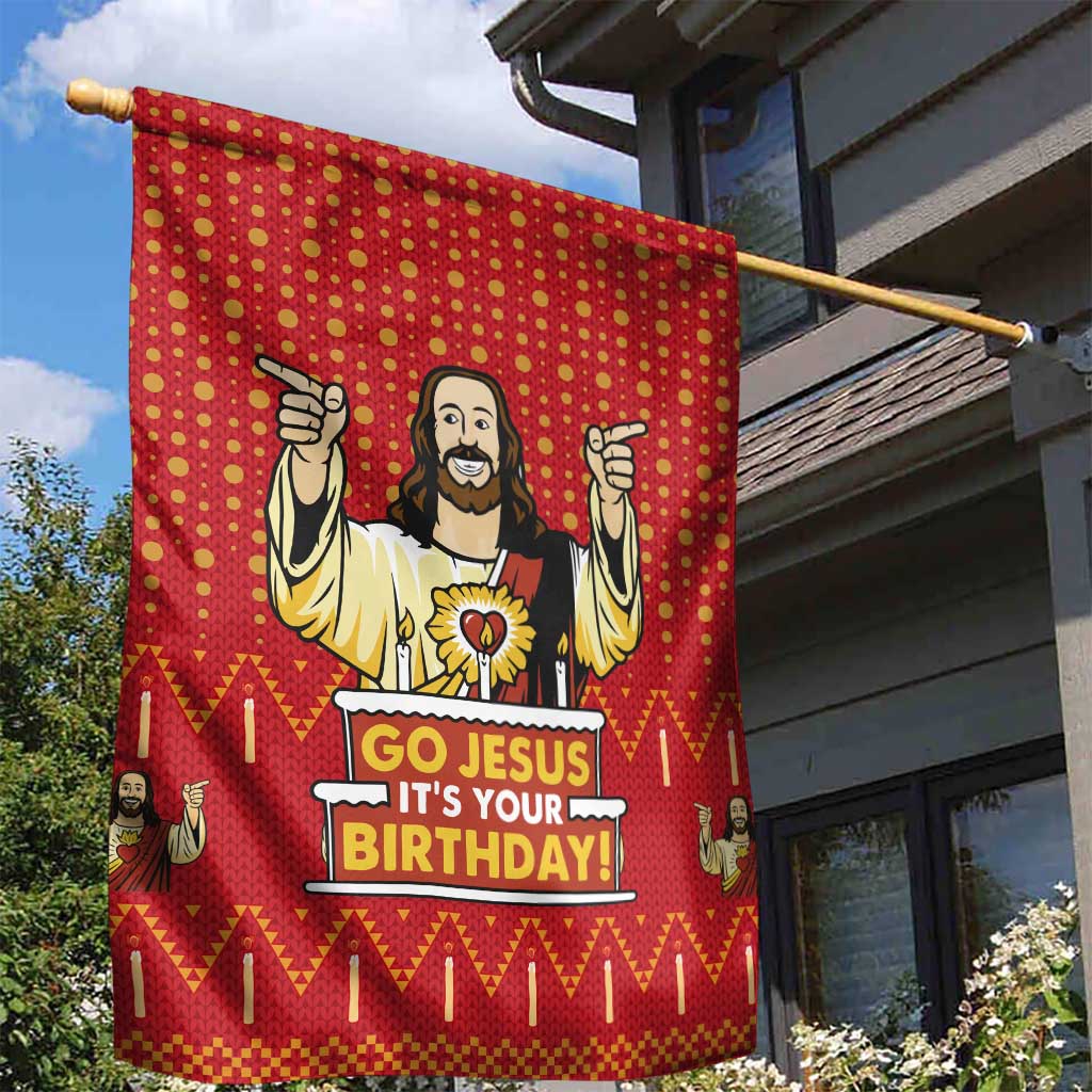 Jesus Birthday Christmas Garden Flag Funny Xmas Holiday Patterns - Wonder Print Shop