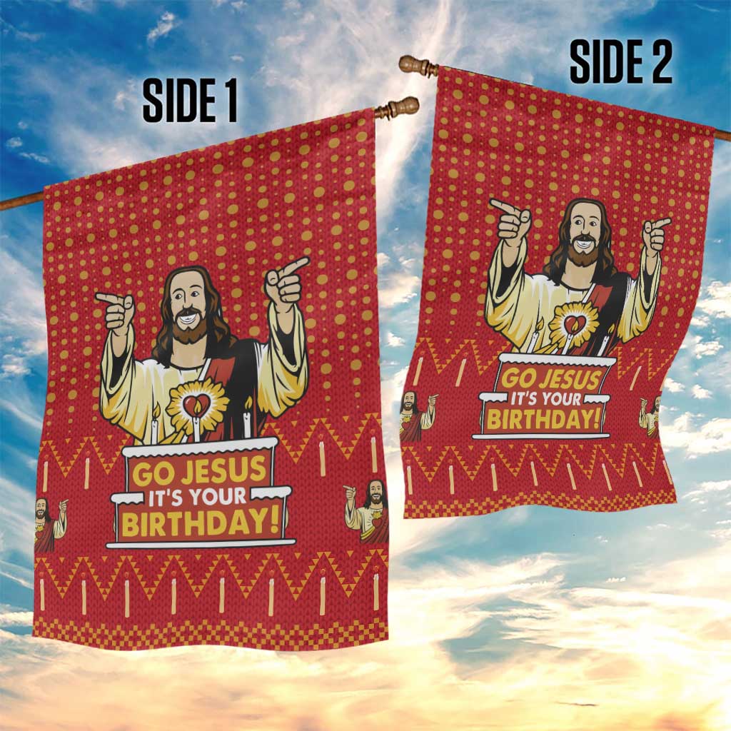 Jesus Birthday Christmas Garden Flag Funny Xmas Holiday Patterns - Wonder Print Shop