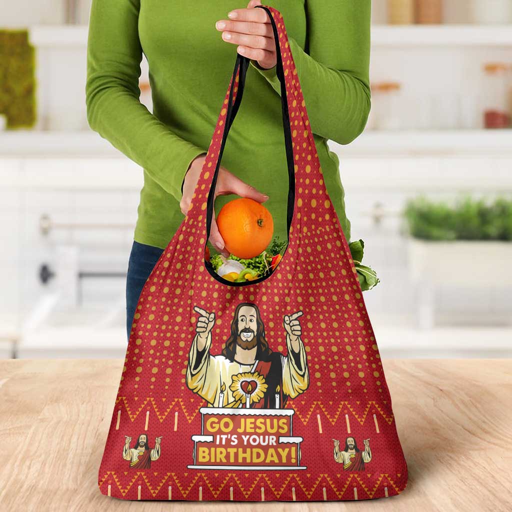Jesus Birthday Christmas Grocery Bag Funny Xmas Holiday Patterns - Wonder Print Shop
