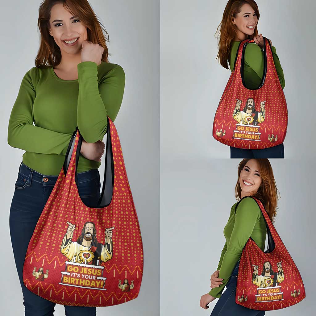 Jesus Birthday Christmas Grocery Bag Funny Xmas Holiday Patterns - Wonder Print Shop