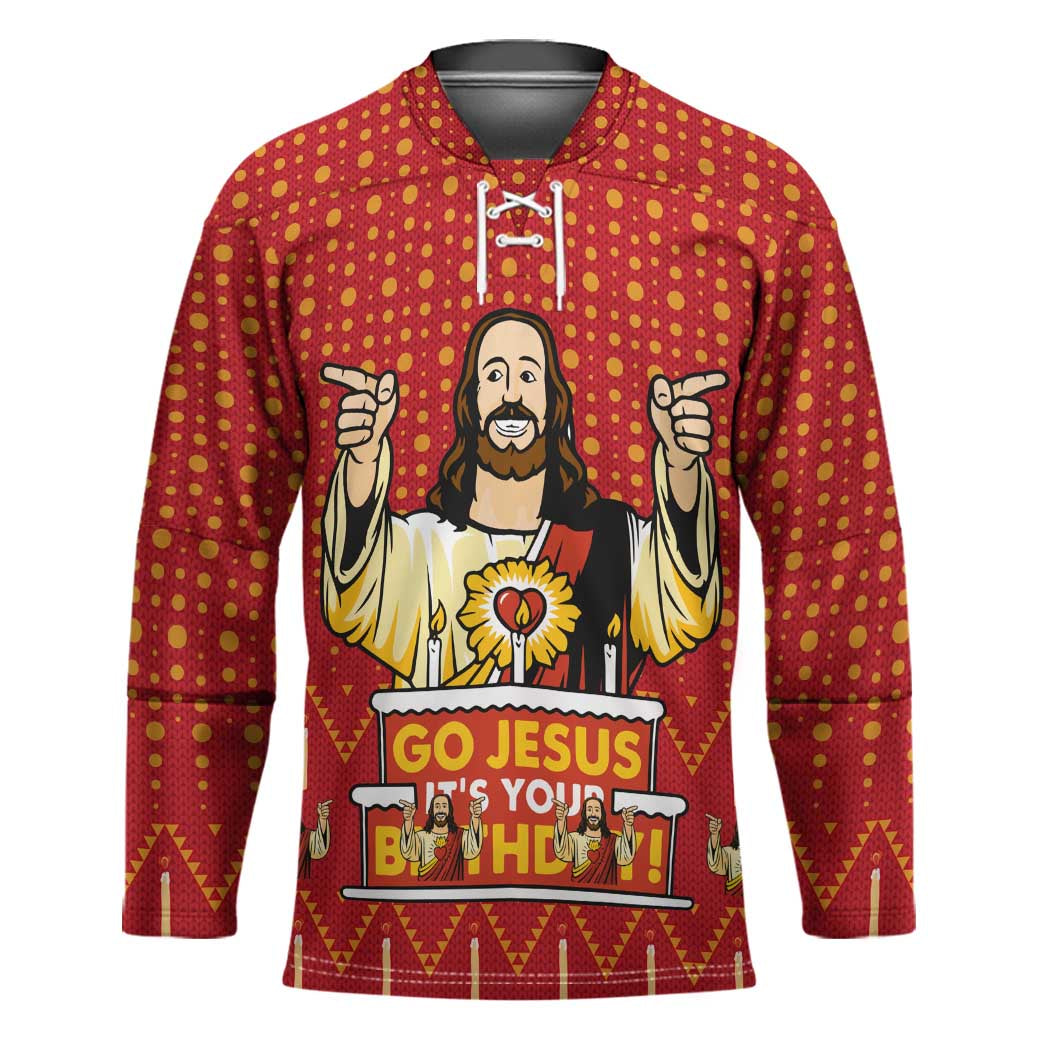 Jesus Birthday Christmas Hockey Jersey Funny Xmas Holiday Patterns - Wonder Print Shop