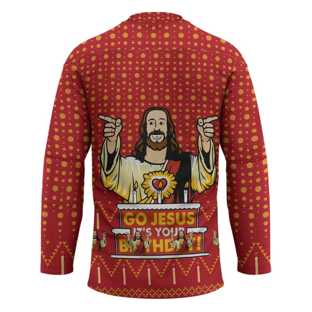 Jesus Birthday Christmas Hockey Jersey Funny Xmas Holiday Patterns - Wonder Print Shop