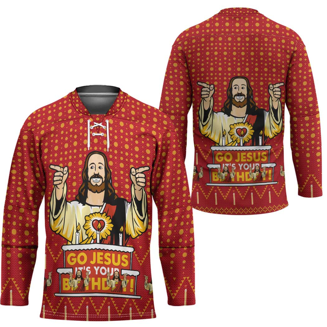 Jesus Birthday Christmas Hockey Jersey Funny Xmas Holiday Patterns - Wonder Print Shop