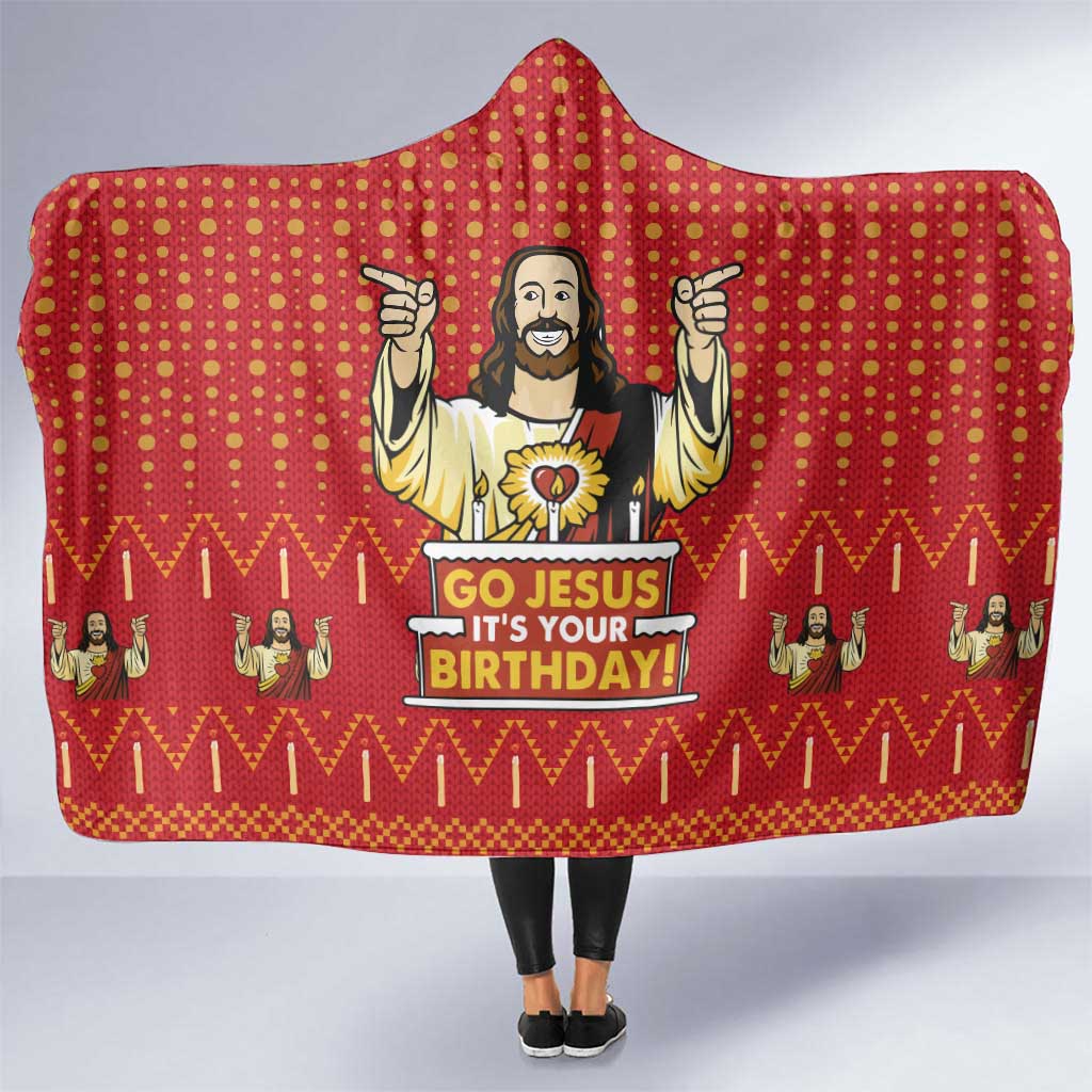 Jesus Birthday Christmas Hooded Blanket Funny Xmas Holiday Patterns - Wonder Print Shop
