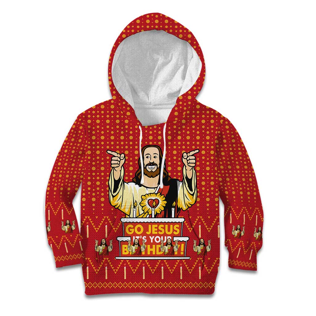 Jesus Birthday Christmas Kid Hoodie Funny Xmas Holiday Patterns - Wonder Print Shop