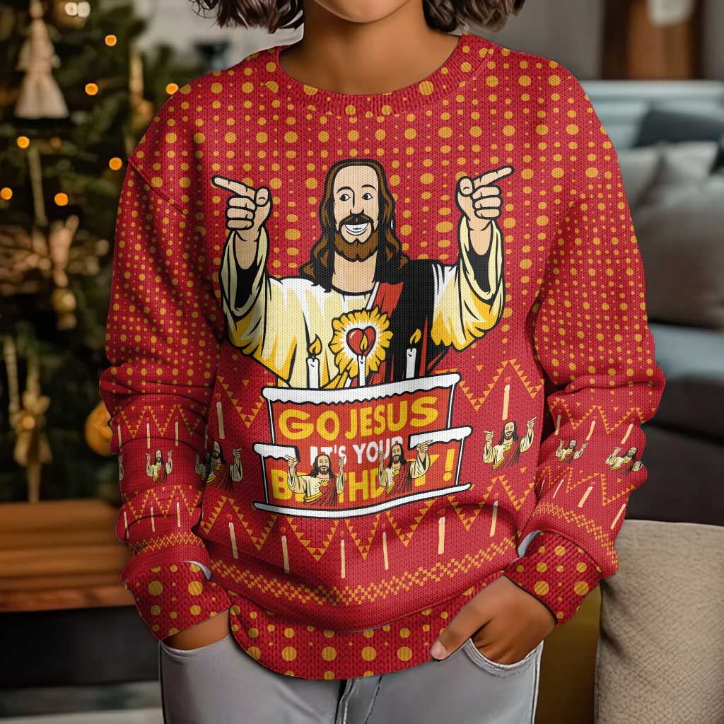 Jesus Birthday Christmas Kid Ugly Christmas Sweater Funny Xmas Holiday Patterns - Wonder Print Shop