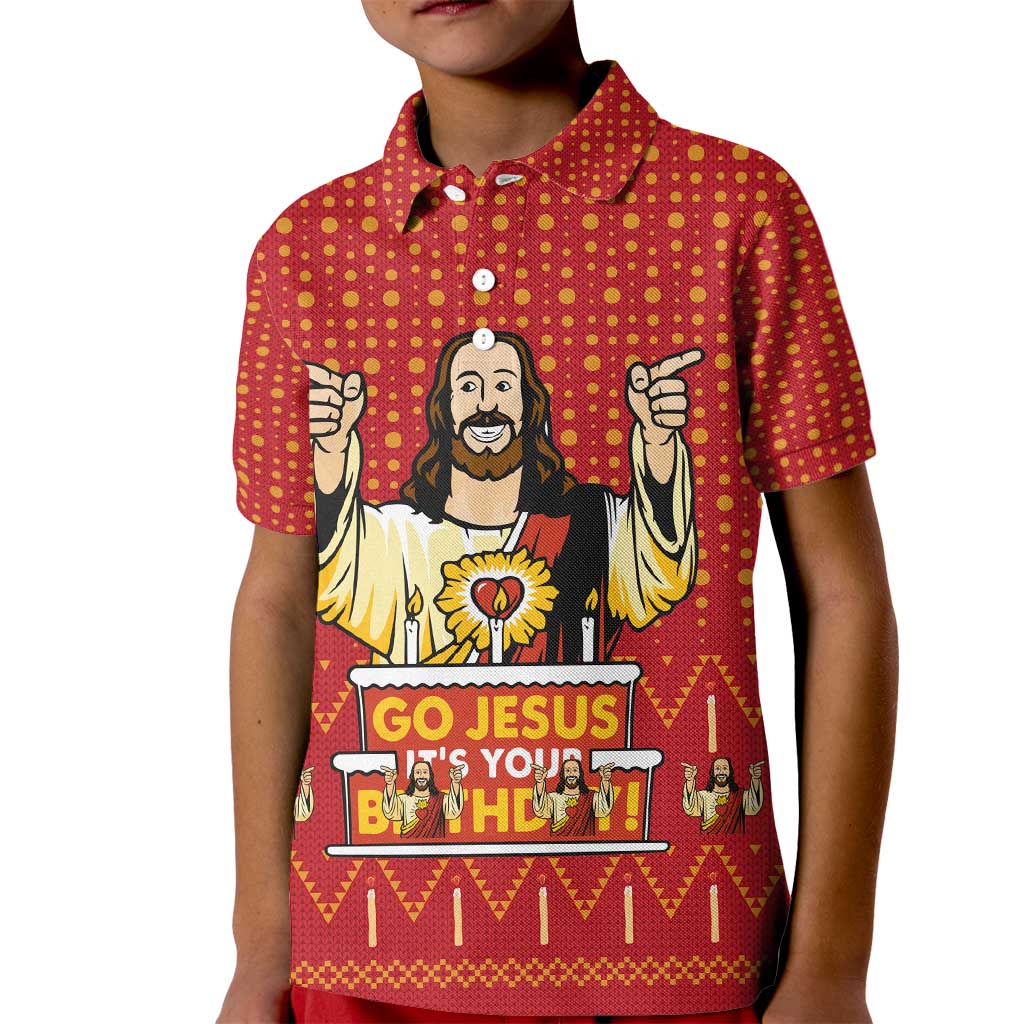 Jesus Birthday Christmas Kid Polo Shirt Funny Xmas Holiday Patterns - Wonder Print Shop