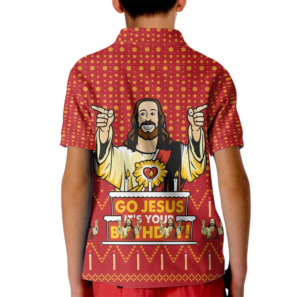 Jesus Birthday Christmas Kid Polo Shirt Funny Xmas Holiday Patterns - Wonder Print Shop