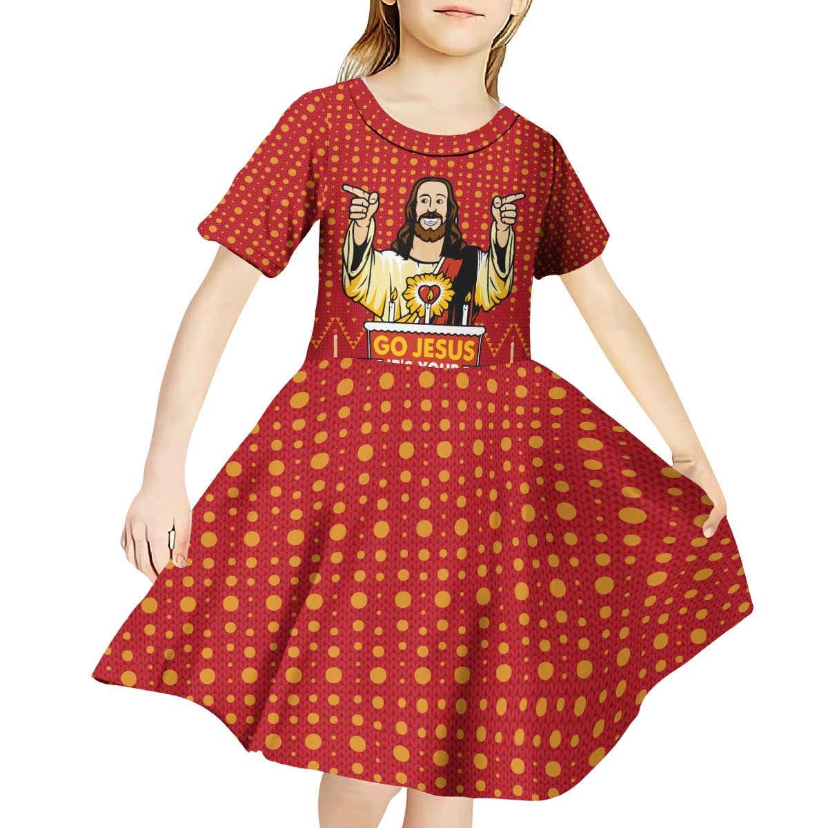 Jesus Birthday Christmas Kid Short Sleeve Dress Funny Xmas Holiday Patterns - Wonder Print Shop