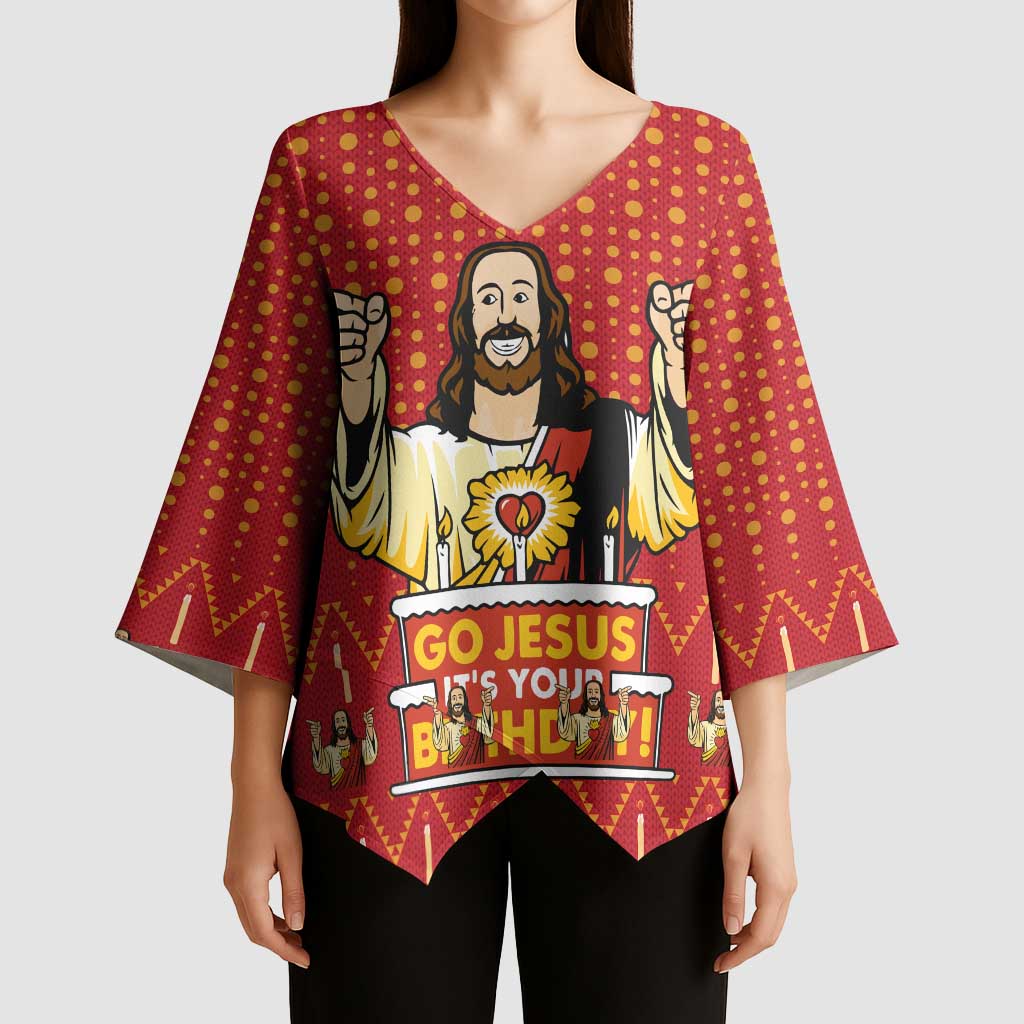 Jesus Birthday Christmas Kimono Sleeve Blouse Funny Xmas Holiday Patterns - Wonder Print Shop