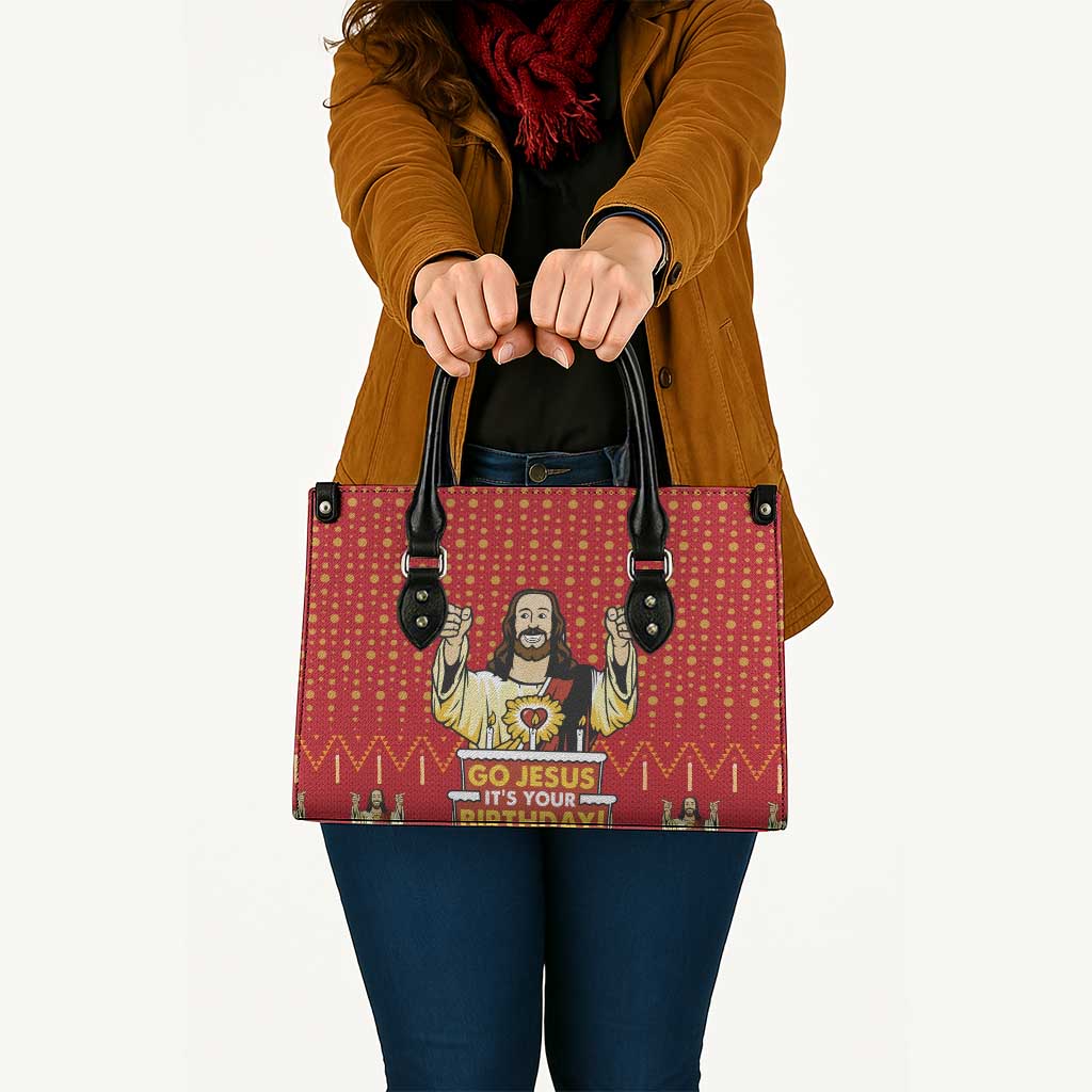 Jesus Birthday Christmas Leather Bag Funny Xmas Holiday Patterns - Wonder Print Shop