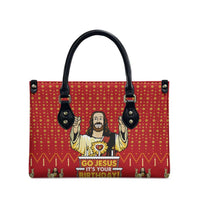 Jesus Birthday Christmas Leather Bag Funny Xmas Holiday Patterns - Wonder Print Shop