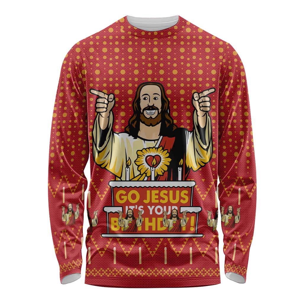Jesus Birthday Christmas Long Sleeve Shirt Funny Xmas Holiday Patterns - Wonder Print Shop