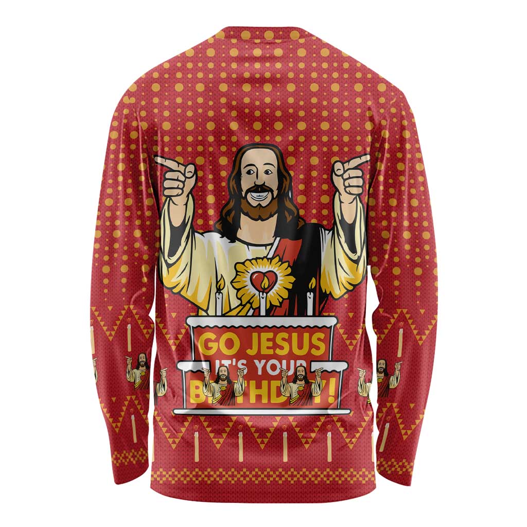 Jesus Birthday Christmas Long Sleeve Shirt Funny Xmas Holiday Patterns - Wonder Print Shop