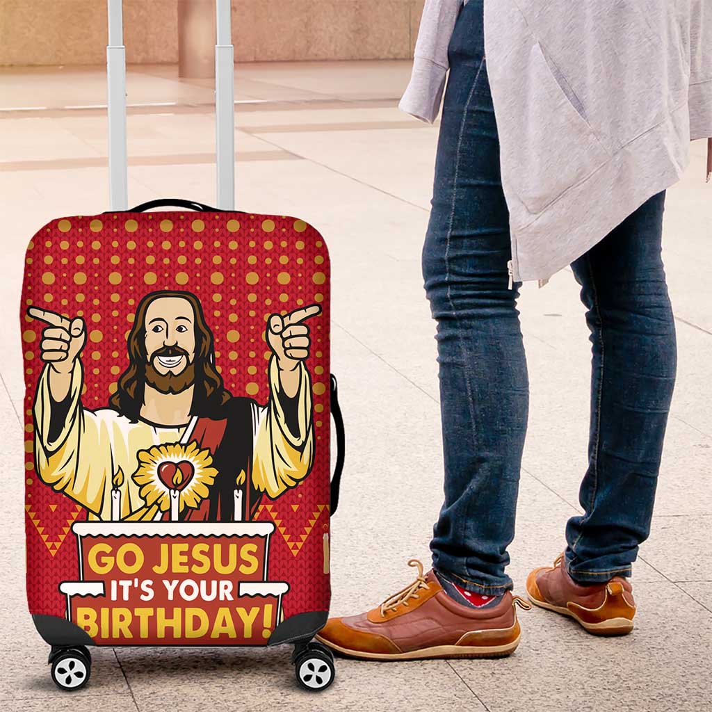 Jesus Birthday Christmas Luggage Cover Funny Xmas Holiday Patterns - Wonder Print Shop