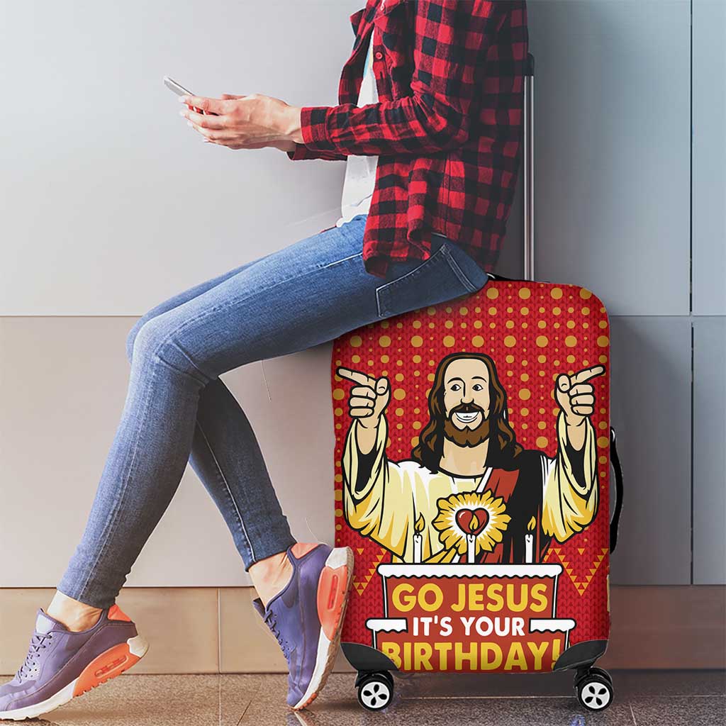 Jesus Birthday Christmas Luggage Cover Funny Xmas Holiday Patterns - Wonder Print Shop