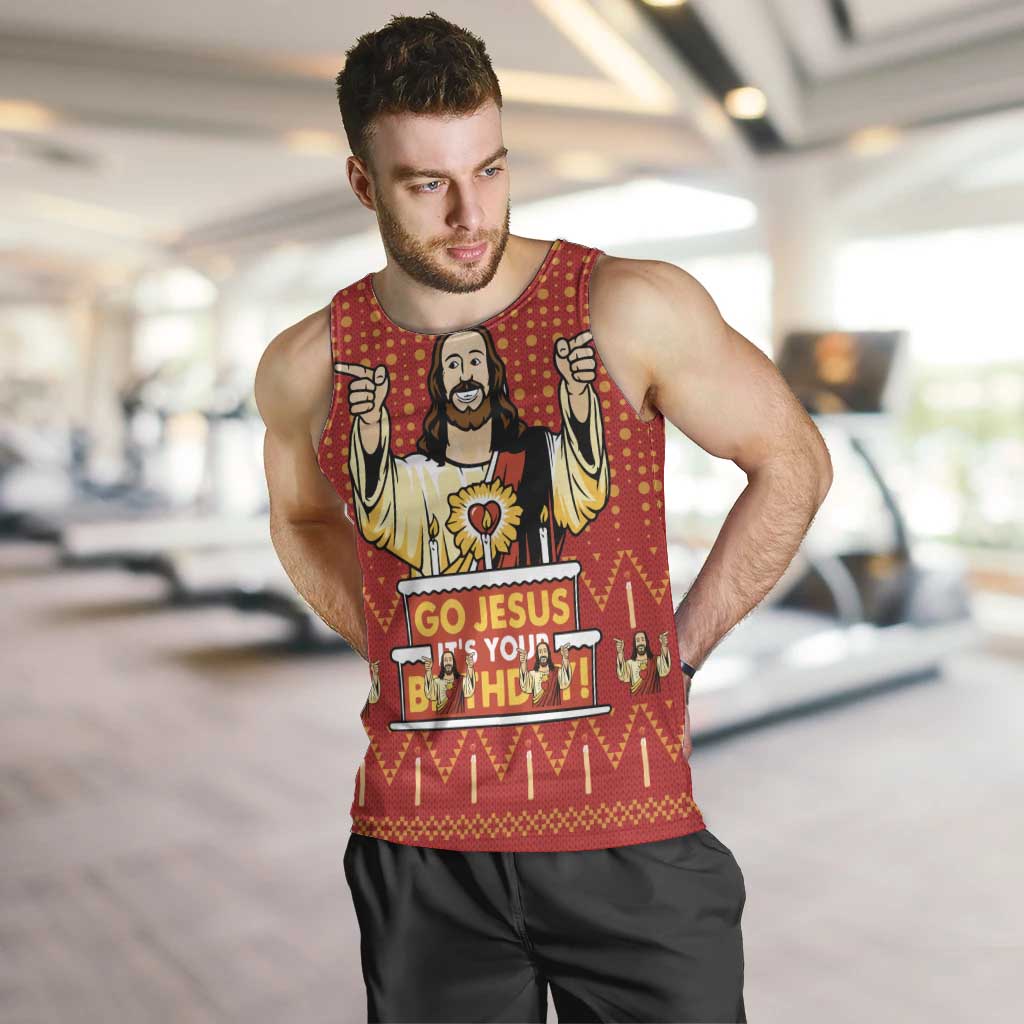 Jesus Birthday Christmas Men Tank Top Funny Xmas Holiday Patterns - Wonder Print Shop