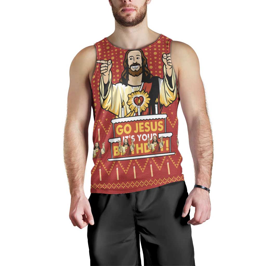 Jesus Birthday Christmas Men Tank Top Funny Xmas Holiday Patterns - Wonder Print Shop