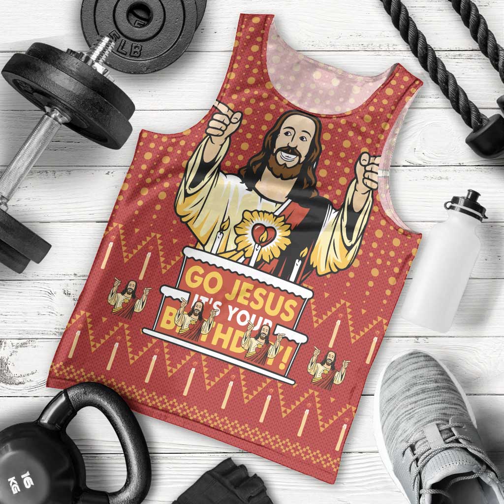 Jesus Birthday Christmas Men Tank Top Funny Xmas Holiday Patterns - Wonder Print Shop