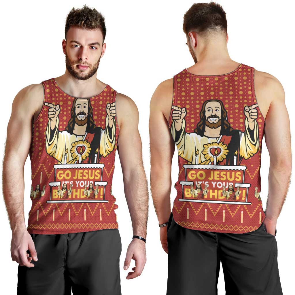 Jesus Birthday Christmas Men Tank Top Funny Xmas Holiday Patterns - Wonder Print Shop