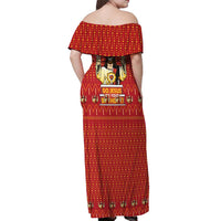 Jesus Birthday Christmas Off Shoulder Maxi Dress Funny Xmas Holiday Patterns - Wonder Print Shop