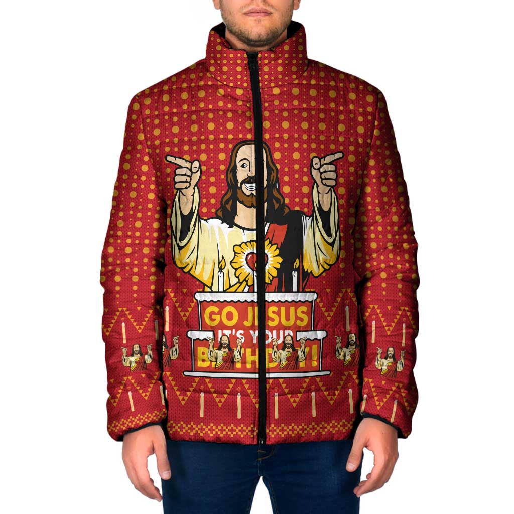 Jesus Birthday Christmas Padded Jacket Funny Xmas Holiday Patterns - Wonder Print Shop