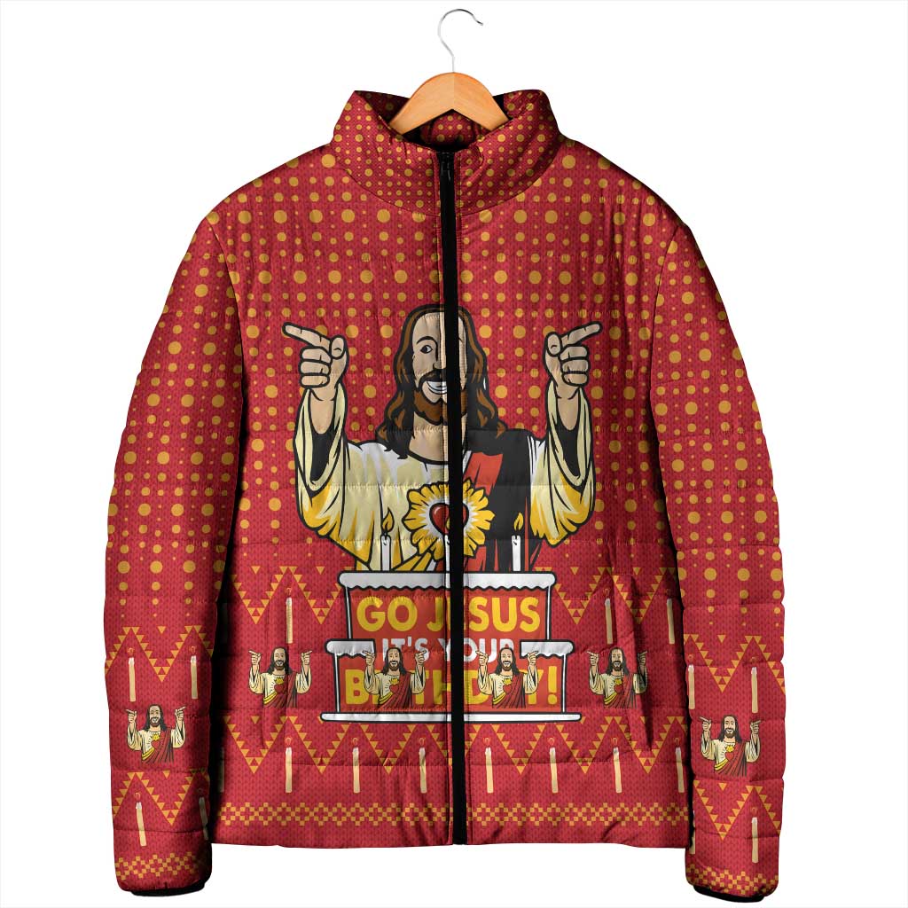 Jesus Birthday Christmas Padded Jacket Funny Xmas Holiday Patterns - Wonder Print Shop
