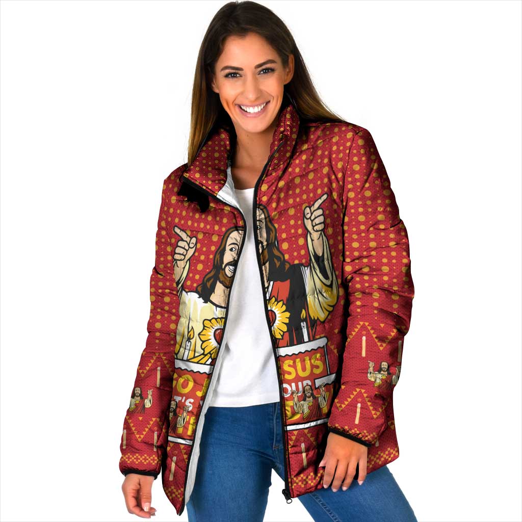 Jesus Birthday Christmas Padded Jacket Funny Xmas Holiday Patterns - Wonder Print Shop