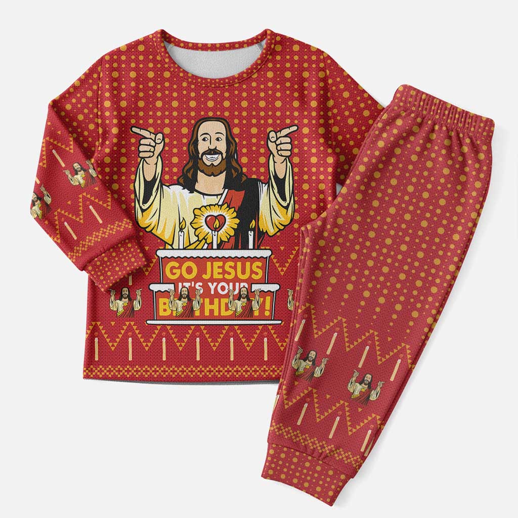 Jesus Birthday Christmas Pajama Set Funny Xmas Holiday Patterns - Wonder Print Shop