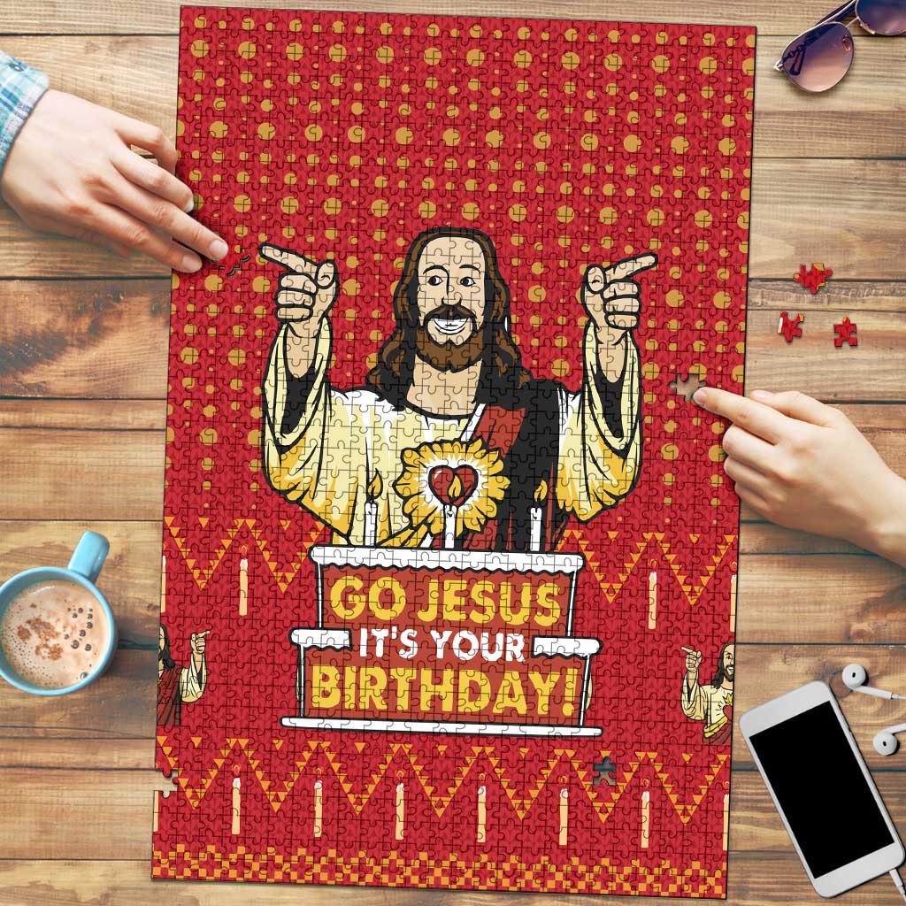 Jesus Birthday Christmas Puzzle Funny Xmas Holiday Patterns - Wonder Print Shop