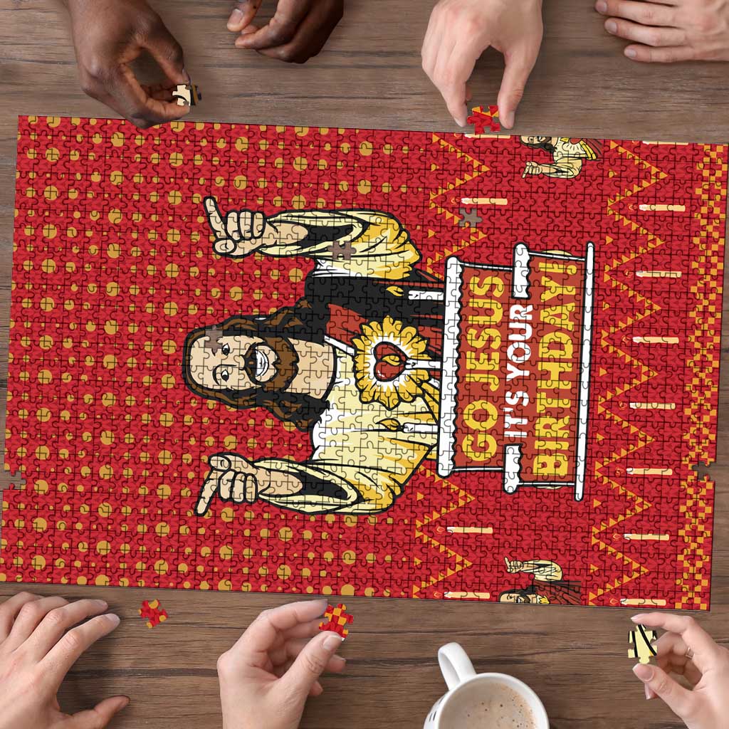 Jesus Birthday Christmas Puzzle Funny Xmas Holiday Patterns - Wonder Print Shop