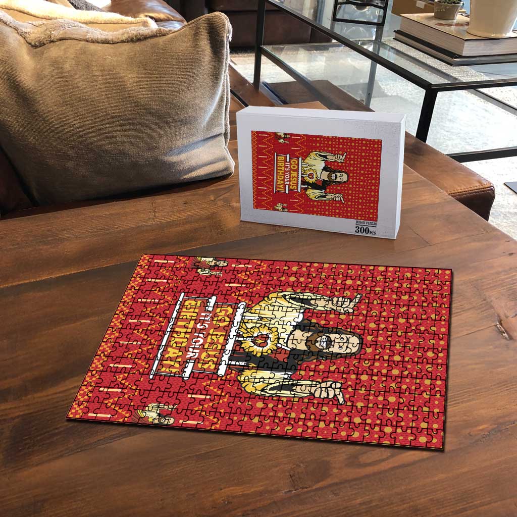 Jesus Birthday Christmas Puzzle Funny Xmas Holiday Patterns - Wonder Print Shop