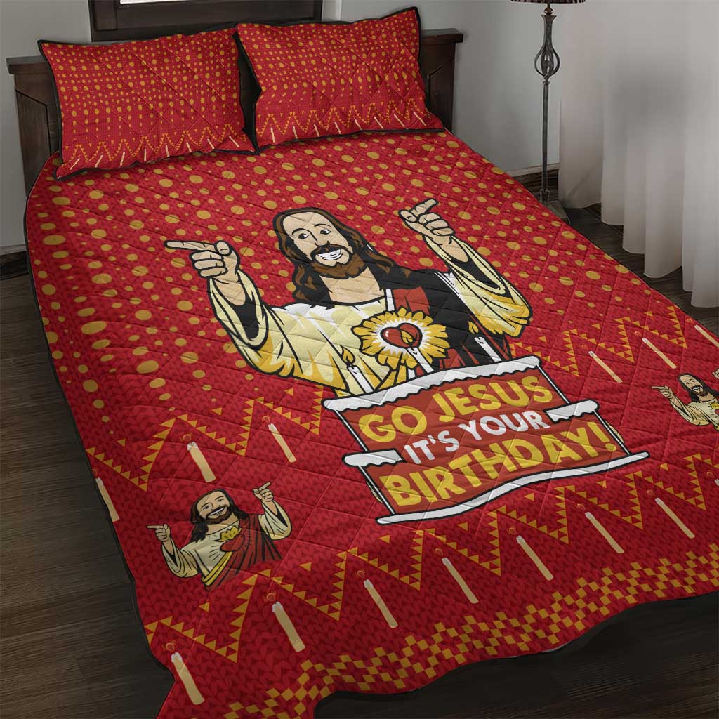 Jesus Birthday Christmas Quilt Bed Set Funny Xmas Holiday Patterns - Wonder Print Shop