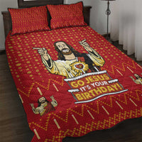 Jesus Birthday Christmas Quilt Bed Set Funny Xmas Holiday Patterns - Wonder Print Shop