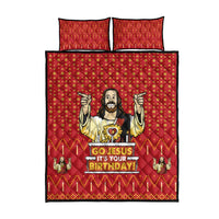 Jesus Birthday Christmas Quilt Bed Set Funny Xmas Holiday Patterns - Wonder Print Shop